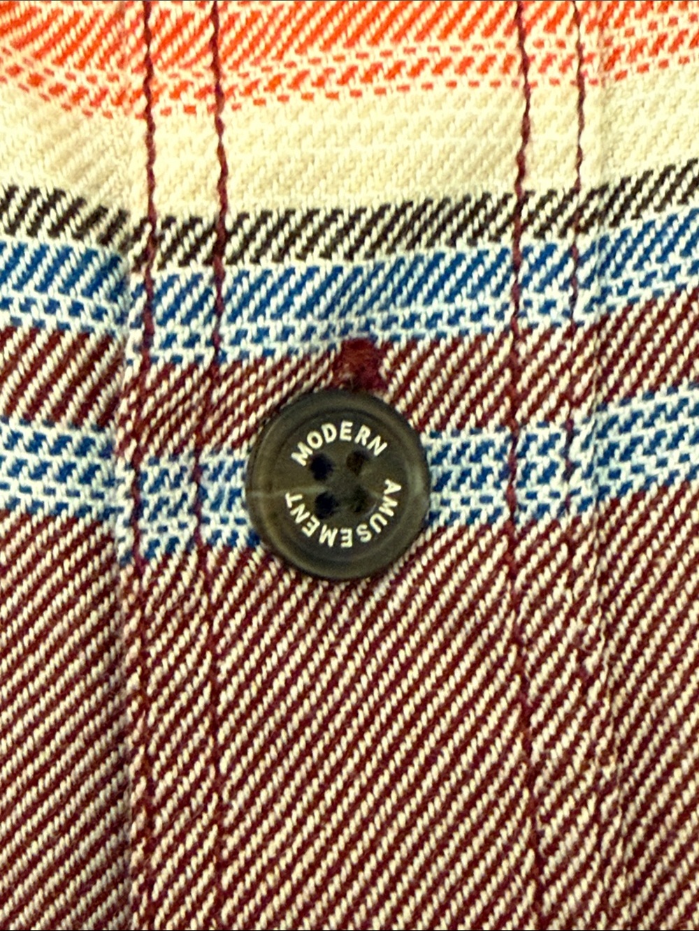 Modern Amusement Stripe Flannel Shirt XL Western Outdoor Cotton Button Up - Picture 8 of 16